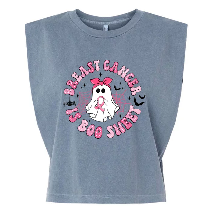 Breast Cancer Is Boo Sheet Cute Ghost Ghoul Halloween Cancer Fighter Garment-Dyed Women's Muscle Tee