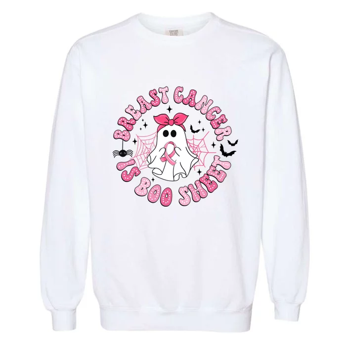 Breast Cancer Is Boo Sheet Cute Ghost Ghoul Halloween Cancer Fighter Garment-Dyed Sweatshirt