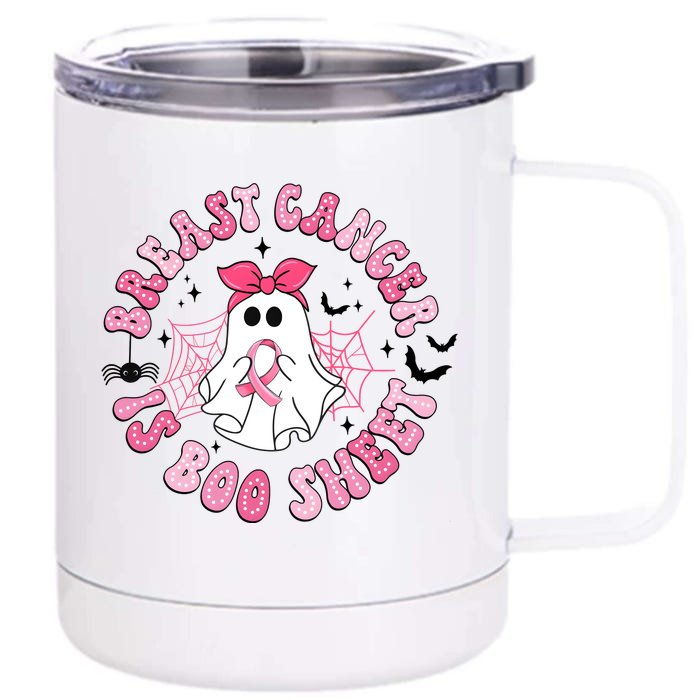 Breast Cancer Is Boo Sheet Cute Ghost Ghoul Halloween Cancer Fighter Front & Back 12oz Stainless Steel Tumbler Cup