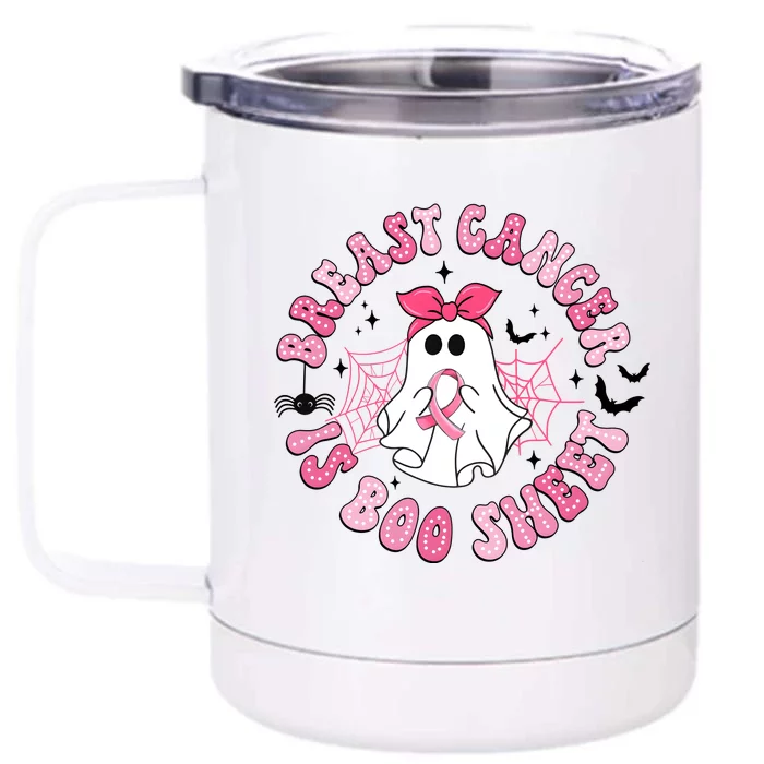 Breast Cancer Is Boo Sheet Cute Ghost Ghoul Halloween Cancer Fighter Front & Back 12oz Stainless Steel Tumbler Cup