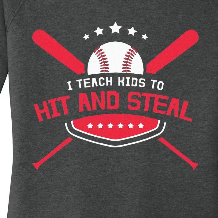 Baseball Coach I Teach Kids To Hit And Steal Women's Perfect Tri Tunic Long Sleeve Shirt