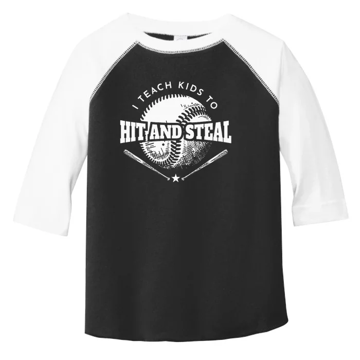 Baseball Coach I Teach Kids To Hit And Steal Toddler Fine Jersey T-Shirt