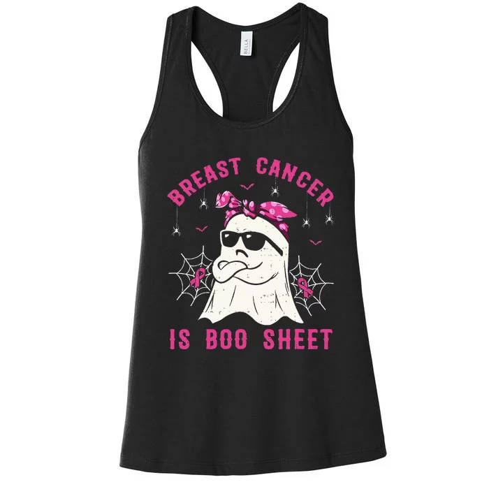 Breast Cancer Is Boo Sheet Breast Cancer Warrior Halloween Women's Racerback Tank