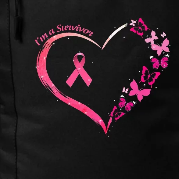 Breast Cancer Im A Survivor Pink Butterfly Heart Awareness Daily Commute Backpack