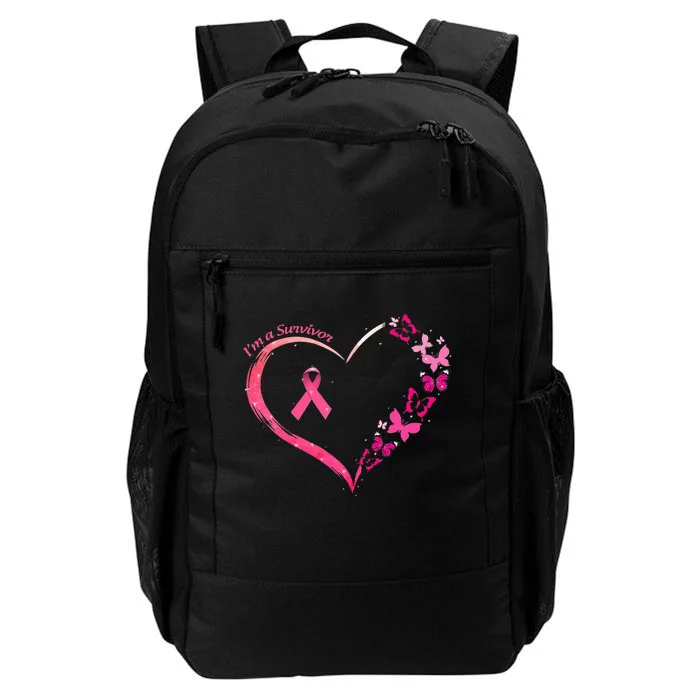 Breast Cancer Im A Survivor Pink Butterfly Heart Awareness Daily Commute Backpack