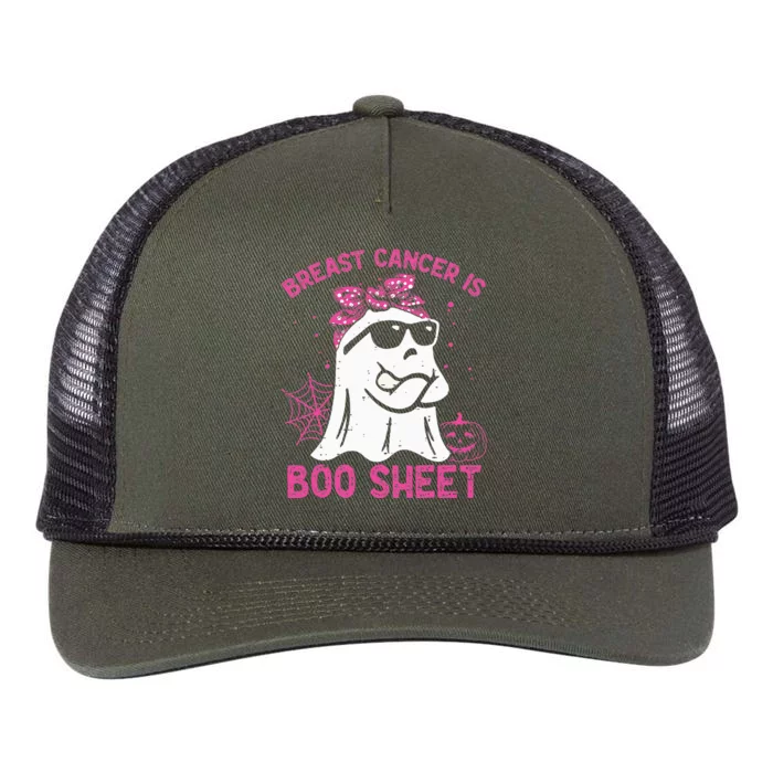 Breast Cancer Is Boo Sheet Breast Cancer Warrior Retro Rope Trucker Hat Cap