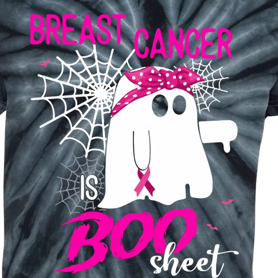 Breast Cancer Is Boo Sheet Halloween Breast Cancer Awareness Kids Tie-Dye T-Shirt