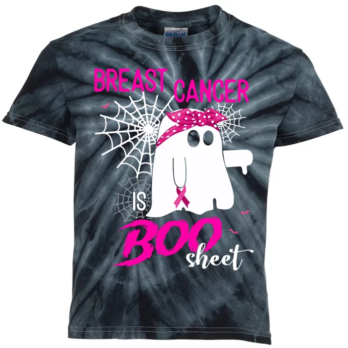 Breast Cancer Is Boo Sheet Halloween Breast Cancer Awareness Kids Tie-Dye T-Shirt