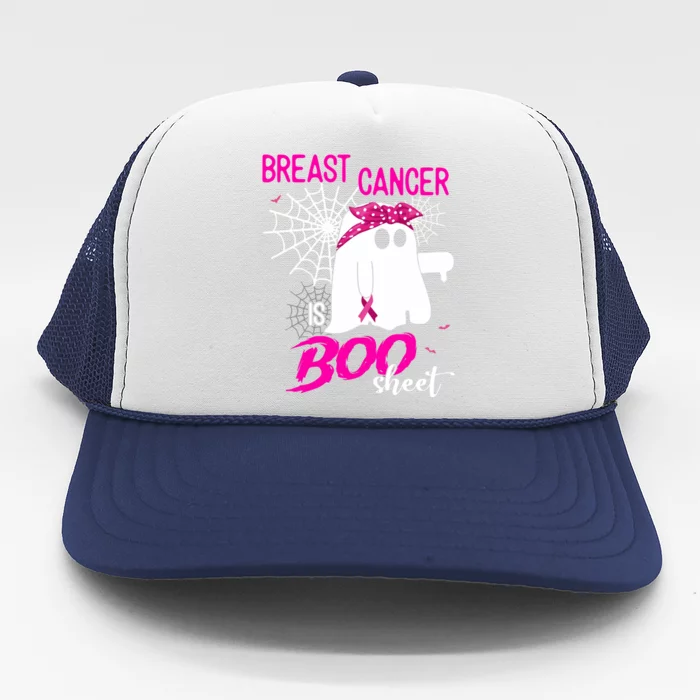 Breast Cancer Is Boo Sheet Halloween Breast Cancer Awareness Trucker Hat