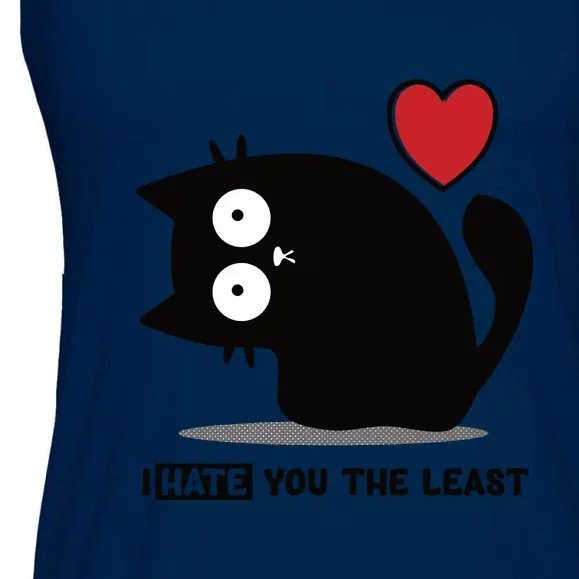 Black Cat | I Hate You The Least | Cats Heart Ladies Essential Flowy Tank