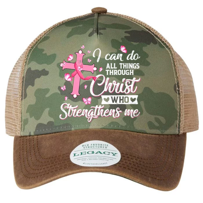 Breast Cancer I Can Do All Things Through Christ Legacy Tie Dye Trucker Hat