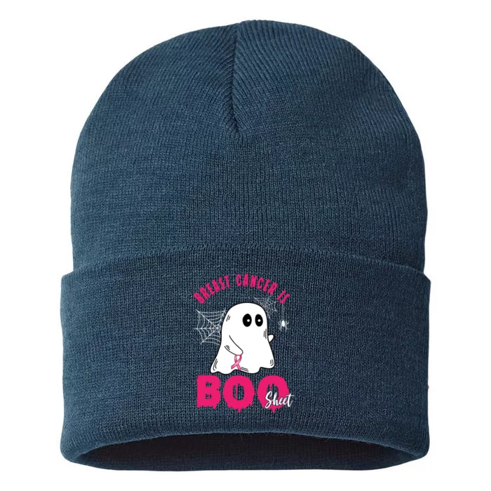 Breast Cancer Is Boo Sheet Halloween Ghost Sustainable Knit Beanie