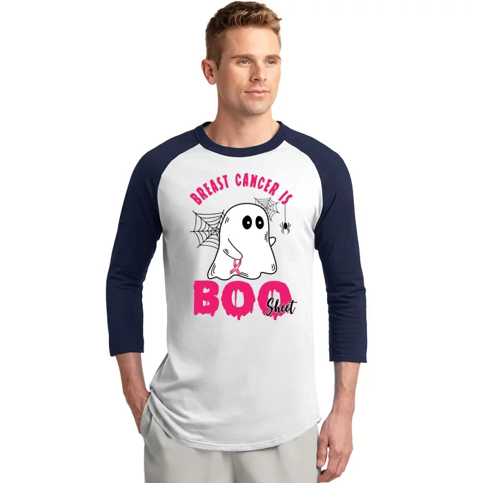 Breast Cancer Is Boo Sheet Halloween Ghost Baseball Sleeve Shirt