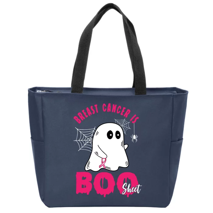 Breast Cancer Is Boo Sheet Halloween Ghost Zip Tote Bag