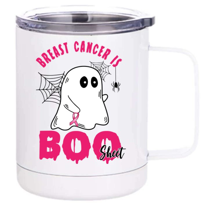 Breast Cancer Is Boo Sheet Halloween Ghost Front & Back 12oz Stainless Steel Tumbler Cup