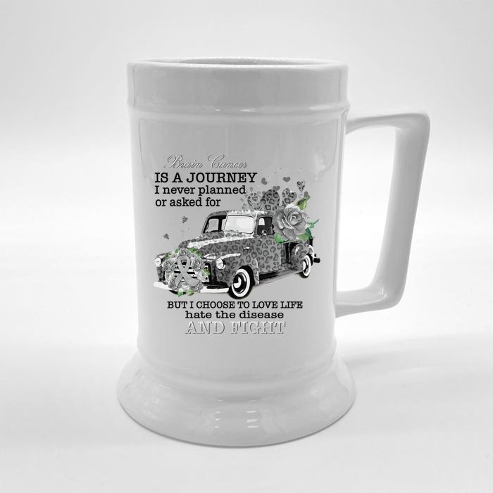 Brain Cancer Is A Journey Brain Cancer Awareness Gift Front & Back Beer Stein