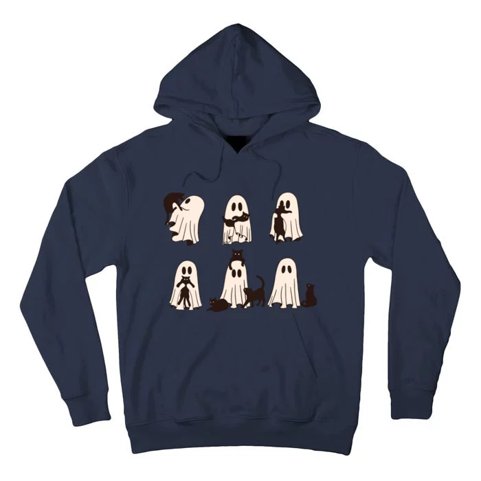 Black Cats In Ghost Costume Cute Ghost Cat Halloween Tall Hoodie