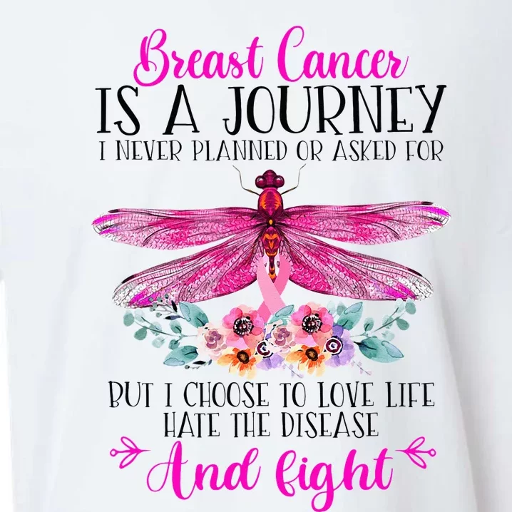 Breast Cancer Is A Journey Breast Cancer Warrior Pink Ribbon Sueded Cloud Jersey T-Shirt