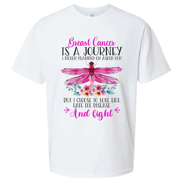 Breast Cancer Is A Journey Breast Cancer Warrior Pink Ribbon Sueded Cloud Jersey T-Shirt