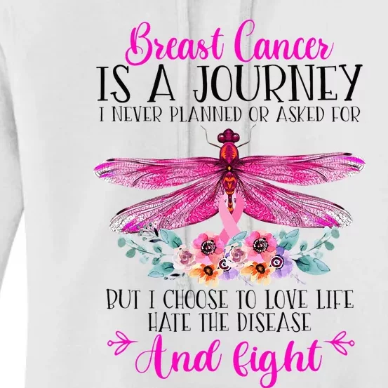 Breast Cancer Is A Journey Breast Cancer Warrior Pink Ribbon Women's Pullover Hoodie