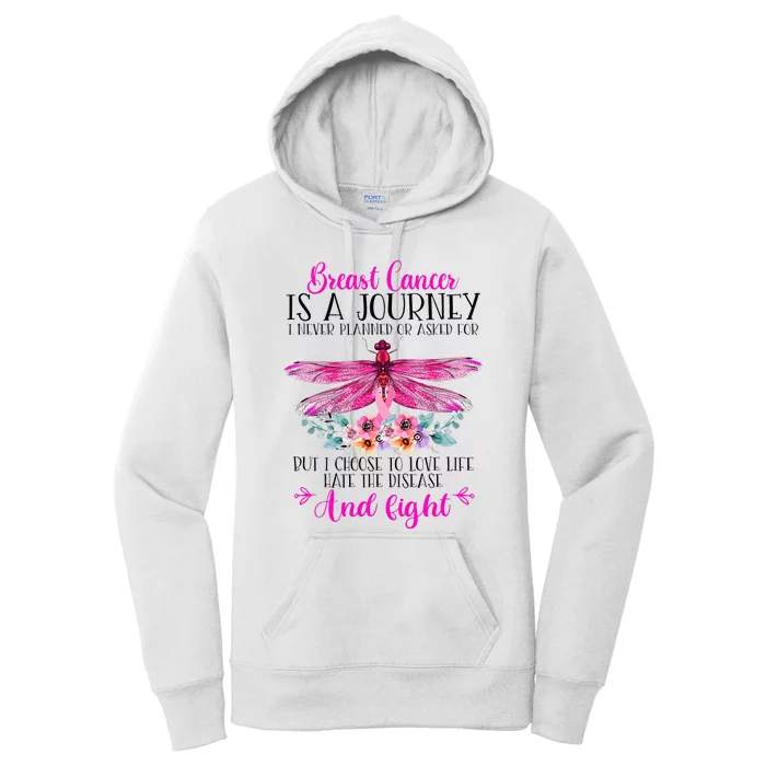 Breast Cancer Is A Journey Breast Cancer Warrior Pink Ribbon Women's Pullover Hoodie