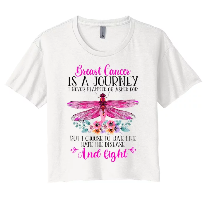 Breast Cancer Is A Journey Breast Cancer Warrior Pink Ribbon Women's Crop Top Tee