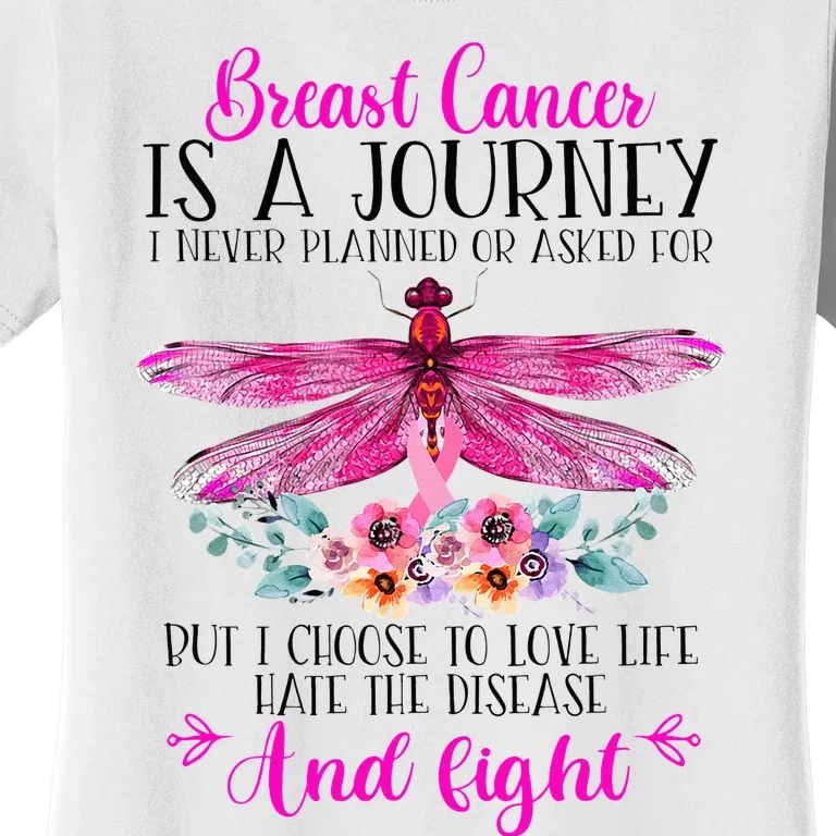 Breast Cancer Is A Journey Breast Cancer Warrior Pink Ribbon Women's T-Shirt