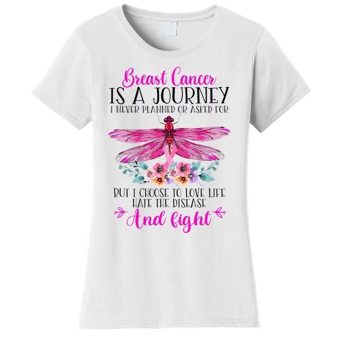 Breast Cancer Is A Journey Breast Cancer Warrior Pink Ribbon Women's T-Shirt