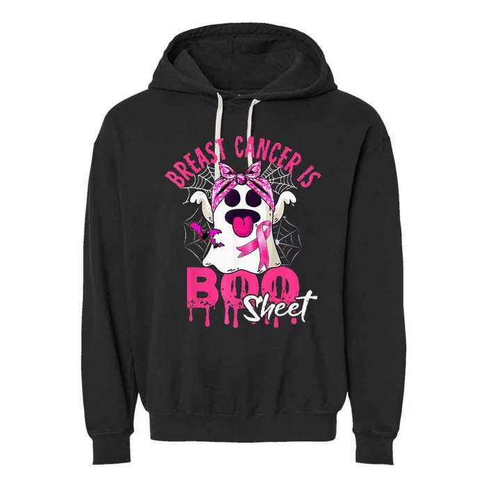 Breast Cancer Is Boo Sheet Halloween Breast Cancer Awareness Garment-Dyed Fleece Hoodie