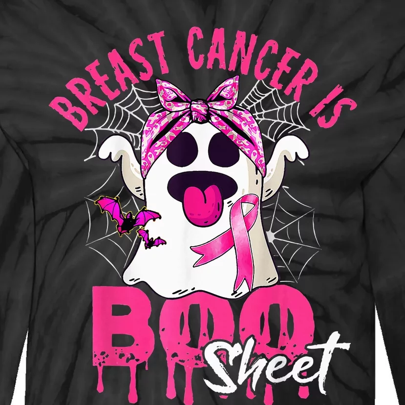 Breast Cancer Is Boo Sheet Halloween Breast Cancer Awareness Tie-Dye Long Sleeve Shirt