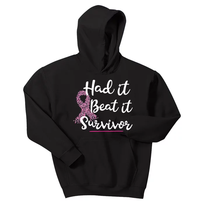 Breast Cancer I Had It I Beat It Survivor Pink Ribbon Gift Kids Hoodie