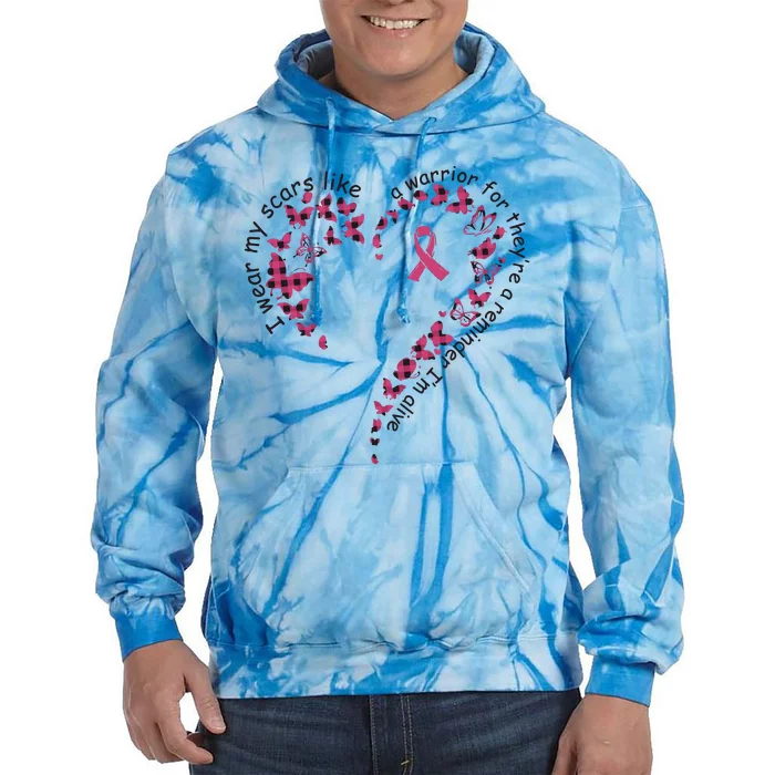 Breast Cancer I Wear My Scars Heart Tie Dye Hoodie