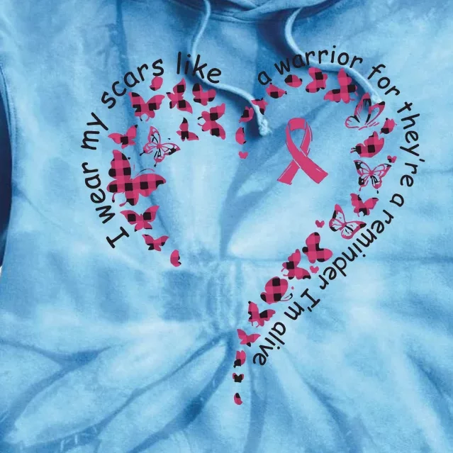 Breast Cancer I Wear My Scars Heart Tie Dye Hoodie