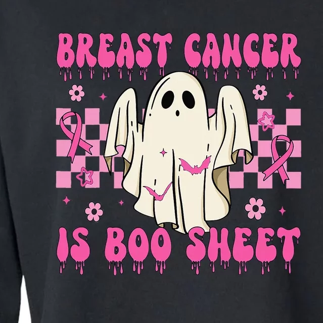 Breast Cancer Is Boo Sheet Halloween Breast Cancer Awareness Cropped Pullover Crew