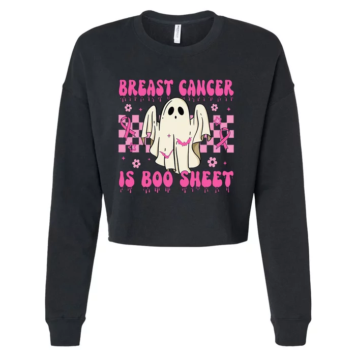 Breast Cancer Is Boo Sheet Halloween Breast Cancer Awareness Cropped Pullover Crew