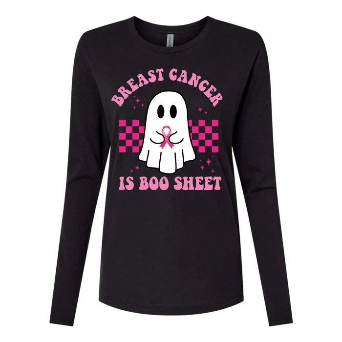 Breast Cancer Is Boo Sheet October Awareness Womens Cotton Relaxed Long Sleeve T-Shirt