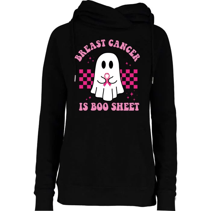 Breast Cancer Is Boo Sheet October Awareness Womens Funnel Neck Pullover Hood