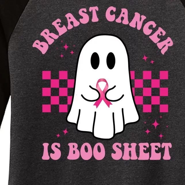 Breast Cancer Is Boo Sheet October Awareness Women's Tri-Blend 3/4-Sleeve Raglan Shirt