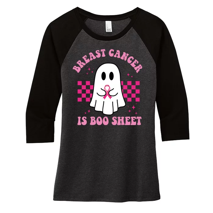 Breast Cancer Is Boo Sheet October Awareness Women's Tri-Blend 3/4-Sleeve Raglan Shirt