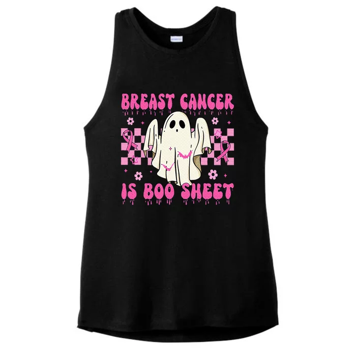 Breast Cancer Is Boo Sheet Halloween Breast Cancer Awareness Ladies Tri-Blend Wicking Tank