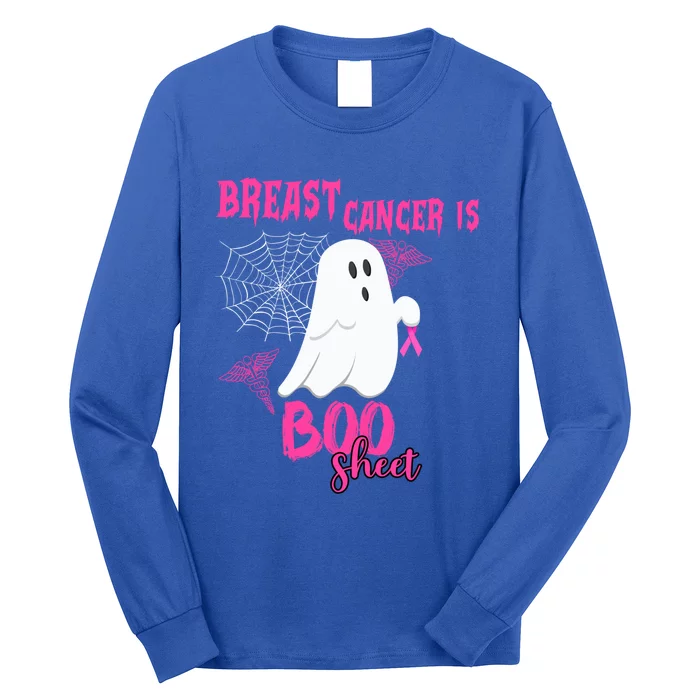 Breast Cancer Is Boo Sheet Pink Ribbon Ghost Spiderweb Gift Long Sleeve Shirt