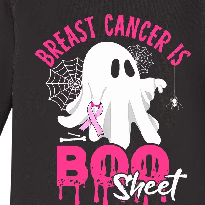 Breast Cancer Is Boo Sheet Halloween Breast Cancer Awareness Baby Long Sleeve Bodysuit