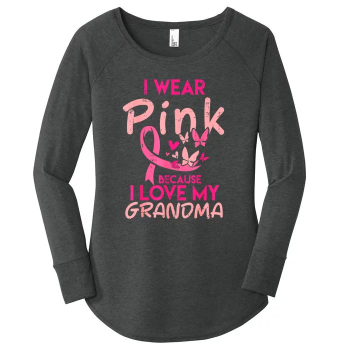 Breast Cancer I Wear Pinks Because Love My Grandma Awareness Gift Women's Perfect Tri Tunic Long Sleeve Shirt