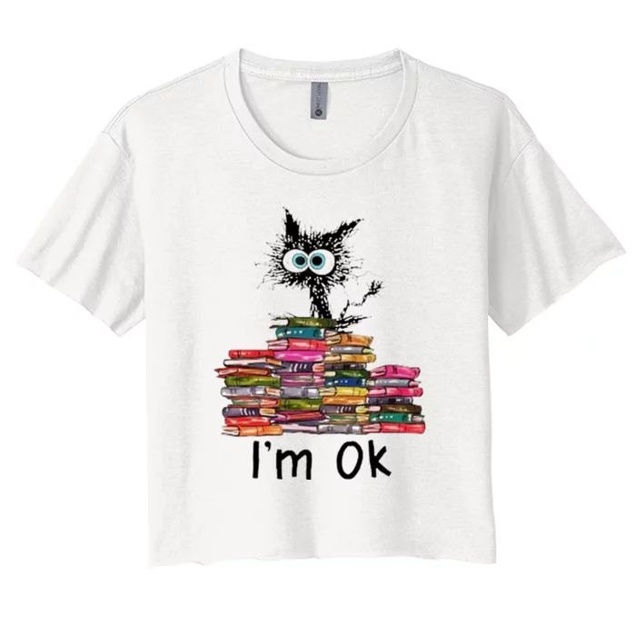 Black Cat I’m Ok Women's Crop Top Tee