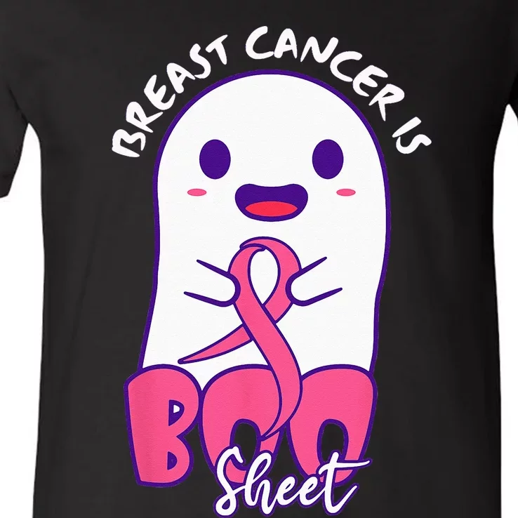 Breast Cancer Is Boo Sheet Cute Ghost Pink Funny Halloween V-Neck T-Shirt