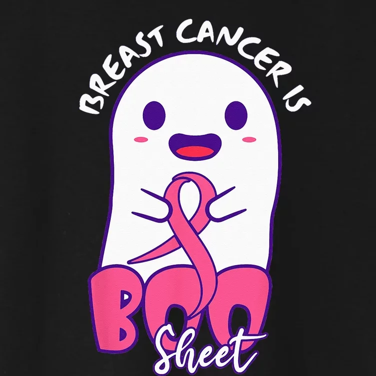 Breast Cancer Is Boo Sheet Cute Ghost Pink Funny Halloween Women's Crop Top Tee