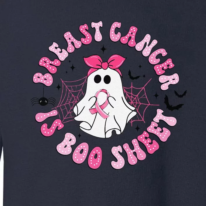 Breast Cancer Is Boo Sheet Ghost Halloween Groovy Costume Toddler Sweatshirt