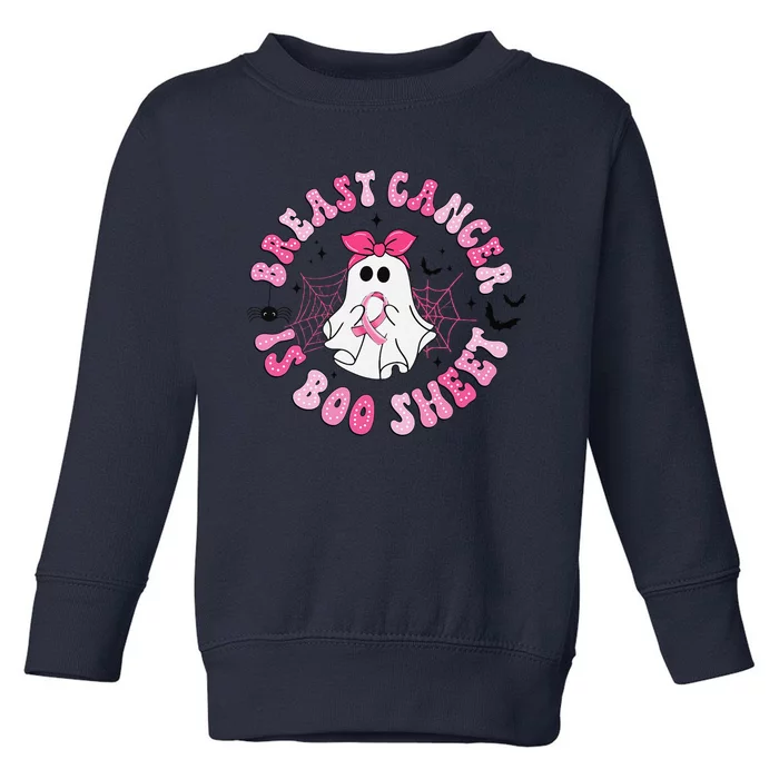 Breast Cancer Is Boo Sheet Ghost Halloween Groovy Costume Toddler Sweatshirt