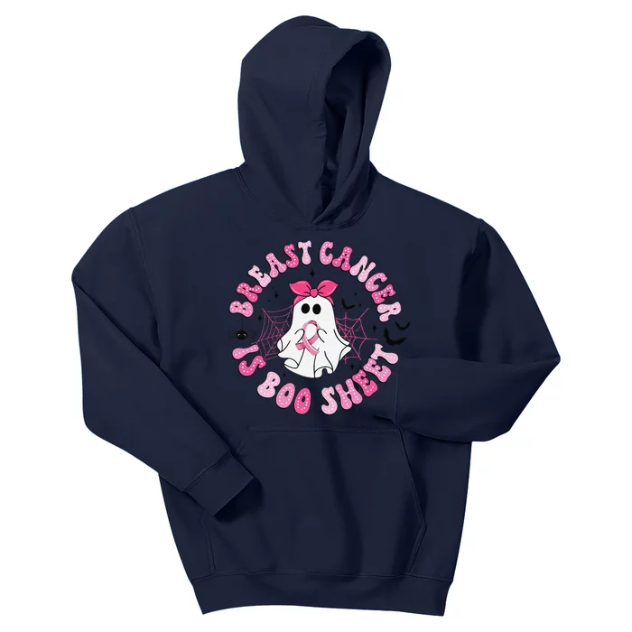 Breast Cancer Is Boo Sheet Ghost Halloween Groovy Costume Kids Hoodie