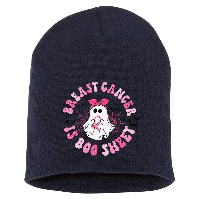 Breast Cancer Is Boo Sheet Ghost Halloween Groovy Costume Short Acrylic Beanie